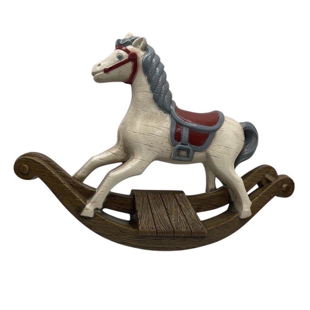 Vintage Burwood Rocking‎ Horse Nursery Wall Hanging Home Decor White 9"x13"